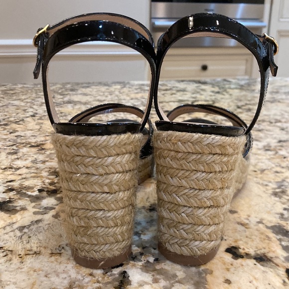 Stuart Weitzman Rosemarie Patent Leather Platform Espadrille Wedge Sandals - Picture 3 of 7